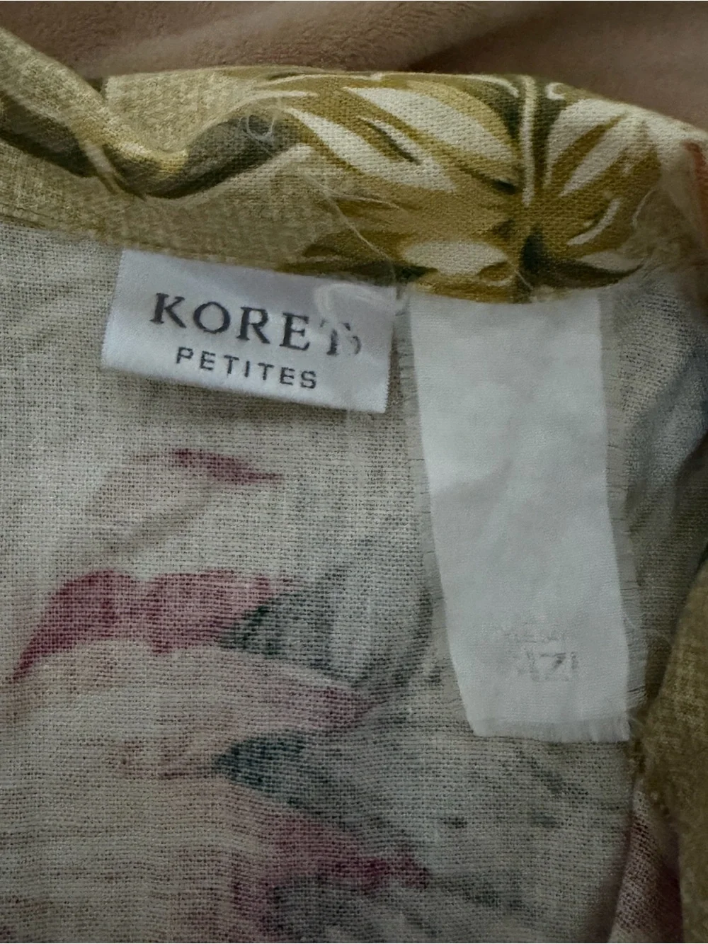 Koret Petites Linen Blend Tropical Floral Button-Front Skirt Set Size 8 Vintage